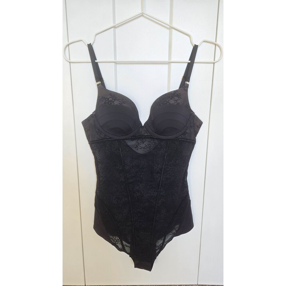 Triumph Lace Bodysuit Black Underwire Teddy Lingerie Women's Size 36B